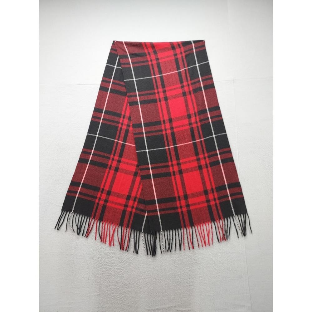Steve Madden Men Scarf One Size Red Plaid 100% Polyester Fringe Winter Shawl